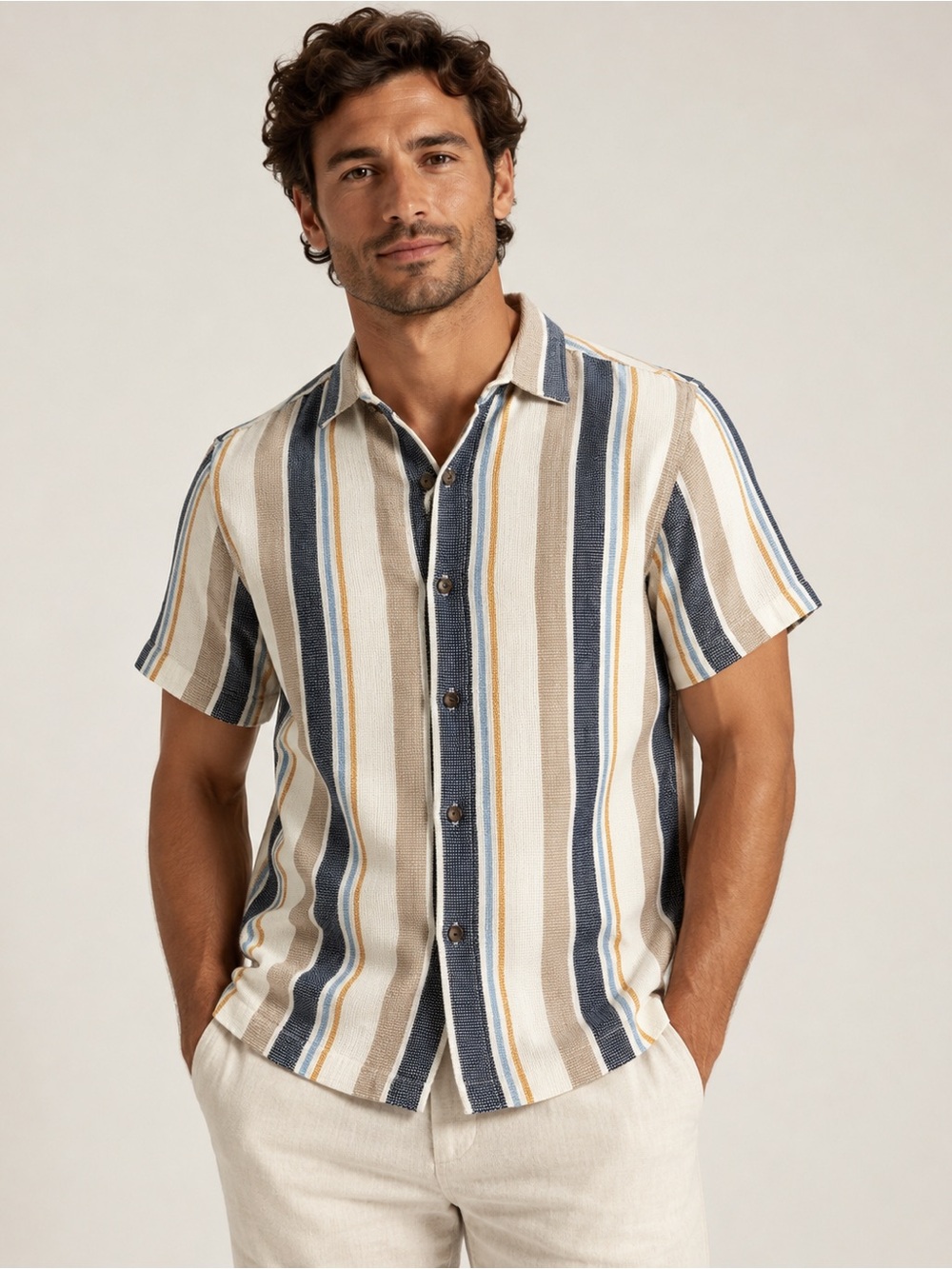 Hudson & Barrow 100% Cotton Textured Stripe Shirt NWT Size S